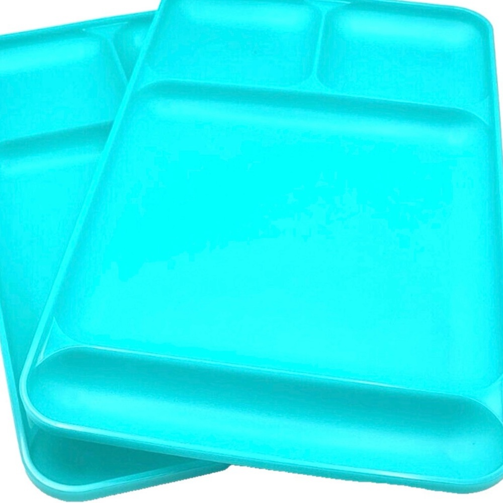 Set of 4!- Tupperware Aqua Blue Divided trays